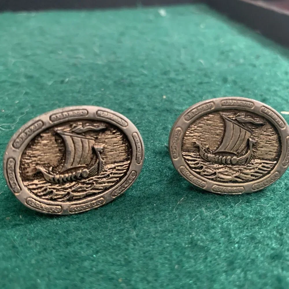Vintage Viking Ship Style Cuff links